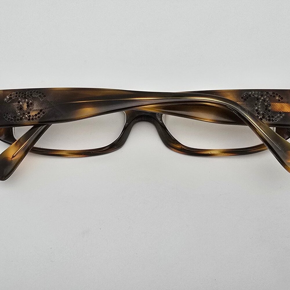 Chanel 3096-B c. 502 Tortoise Rhinestone Eyeglasses Frame w Flexhinge Italy 52mm - Picture 11 of 14